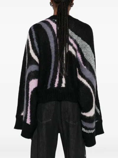 Pucci Embroidered Mohair Blend Oversize Sweater In Black