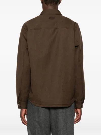 Jacob Cohen Wool Shirt Jacket With Long Sleeves And Collar In Multi