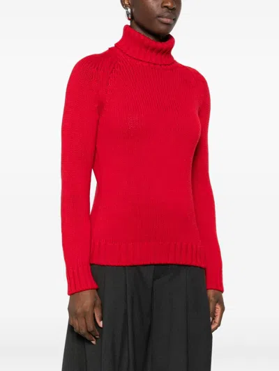 Base Wool Turtle-neck Jumper In Red