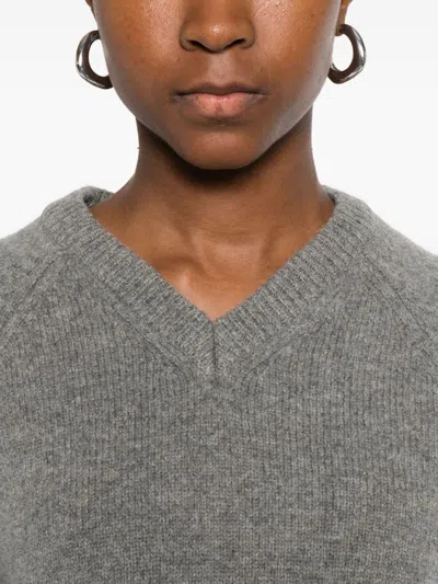 Dunst Wool V-necked Sweater In Gray