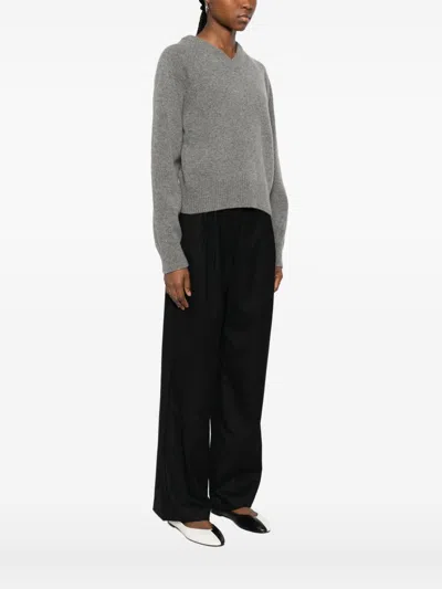 Dunst Wool V-necked Sweater In Gray