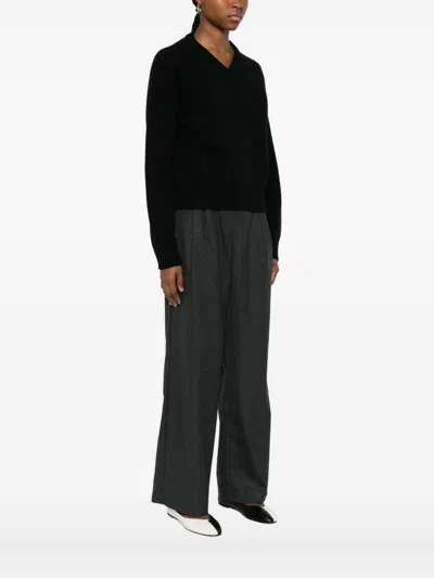 Dunst Wool V-necked Sweater In Black
