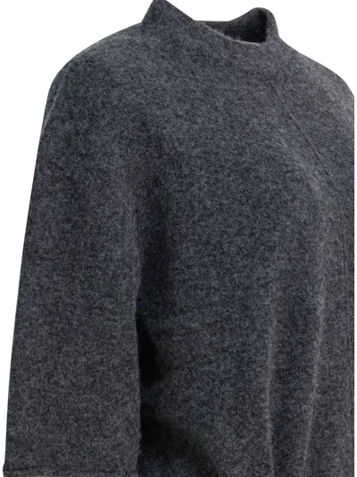 Umarmung Wool-blend Crew-neck Sweater Knitwear Grey In Blue