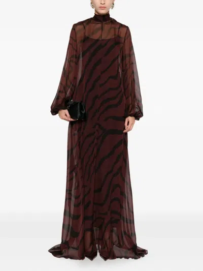 Raquel Diniz Zebra Print Dress In Brown