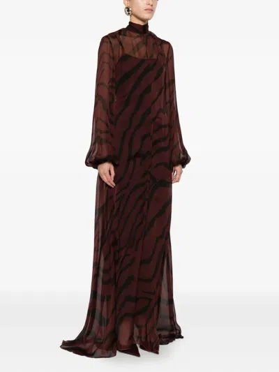 Raquel Diniz Zebra Print Dress In Brown