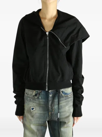 Rick Owens Drkshdw Full Hooded Long Sleeve Zip Cardigan In Black
