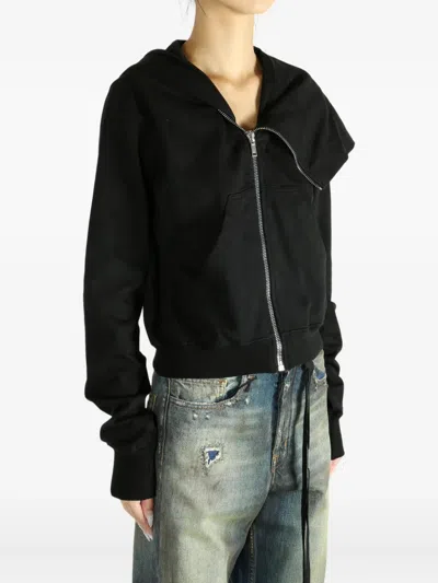 Rick Owens Drkshdw Full Hooded Long Sleeve Zip Cardigan In Black