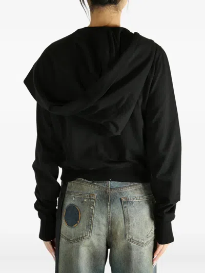 Rick Owens Drkshdw Full Hooded Long Sleeve Zip Cardigan In Black