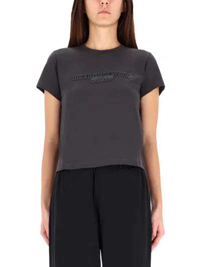 Alexander Wang Embossed Logo T-shirt In Black