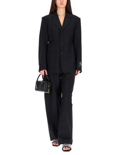 Alexander Wang Structured Oversized Black Jacket With Tailored Fit And Notch Lapel In Black