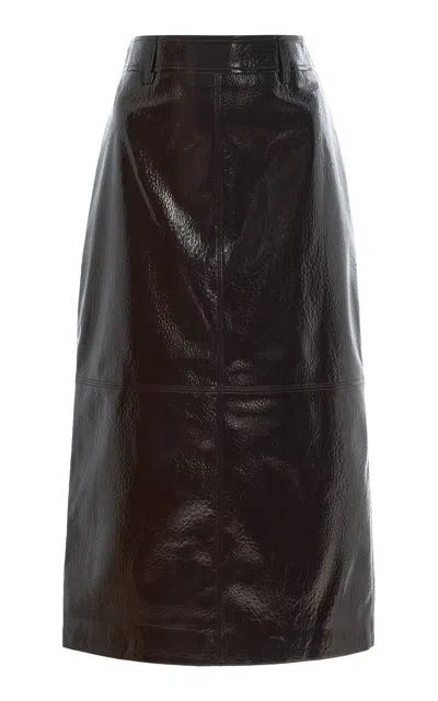 The Frankie Shop Womens Taney Crackled Faux-leather Midi Skirt Brown In Brown