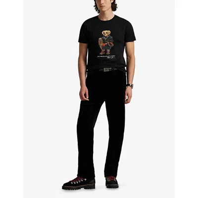 Polo Ralph Lauren Mens Fa25 Black Holiday Bear Bear-print Short-sleeve Cotton T-shirt In Black