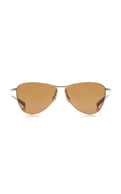 Saint Laurent Metal-frame Sunglasses In Brown