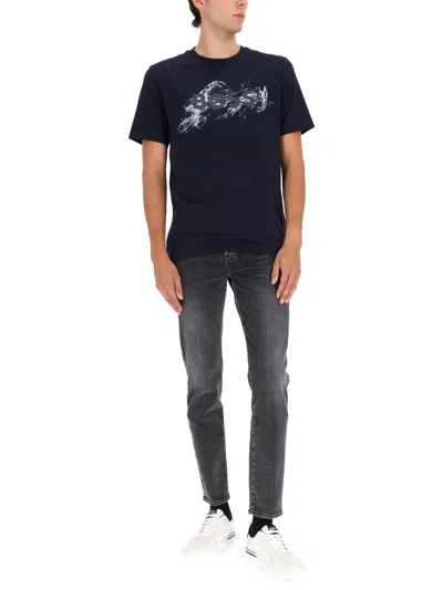 Hugo Boss Thompson Embossed Logo Graphic T-shirt In Blue