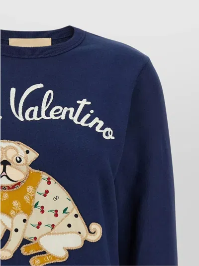 Valentino 'chez ' Crew Neck Sweatshirt In Blue