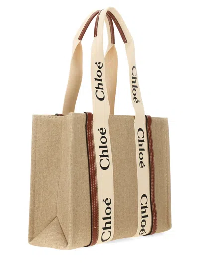 Chloé Borsa Tote Woody In Neutral