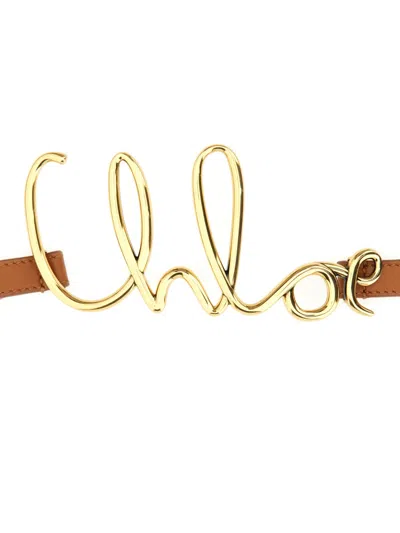 Chloé Logo Leather Belt In Brown