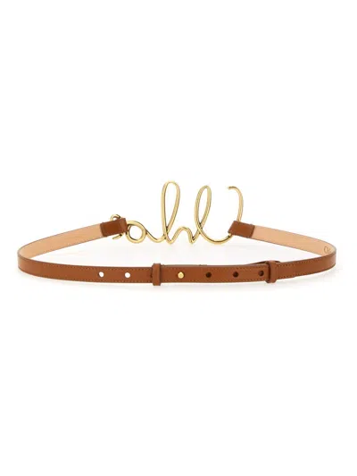 Chloé Logo Leather Belt In Brown