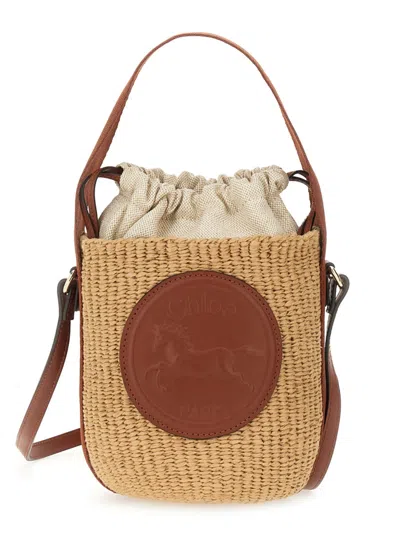 Chloé Horse Medallion Paper Bucket Bag In Brown
