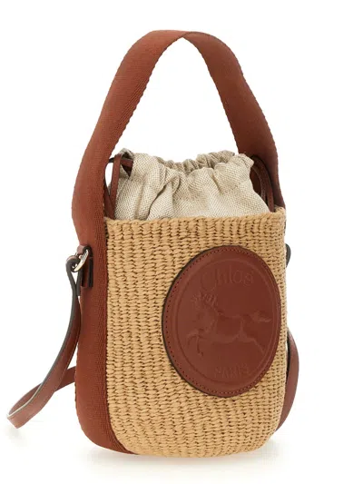 Chloé Horse Medallion Paper Bucket Bag In Brown