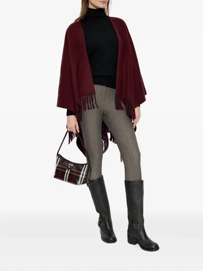 Burberry Reversible Fringed Cape In Red