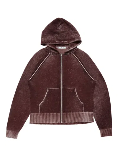 Acne Studios Zip Hoodie In Burgundy