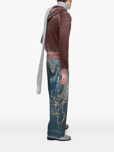 Acne Studios Zip Hoodie In Burgundy