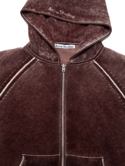 Acne Studios Zip Hoodie In Burgundy