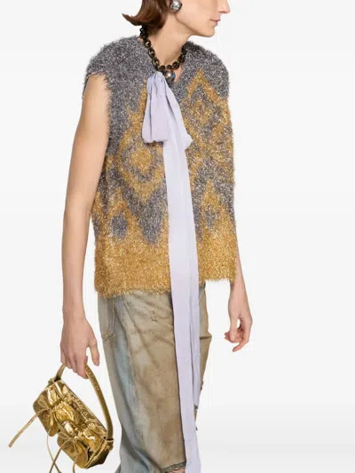 Acne Studios Drawstring Leather Shoulder Bag In Gold