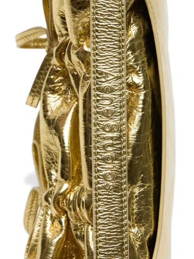 Acne Studios Drawstring Leather Shoulder Bag In Gold