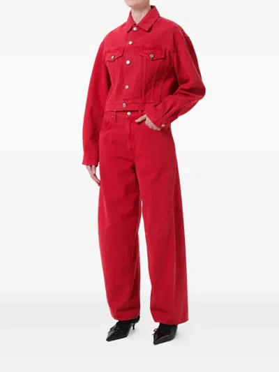 Agolde Radley Cropped Jacket In Tomato In Red
