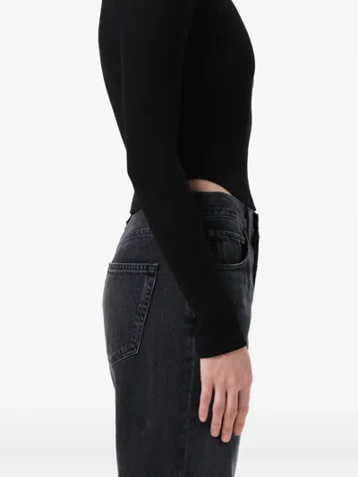 Agolde Neema Long-sleeve Ribbed T-shirt In Black