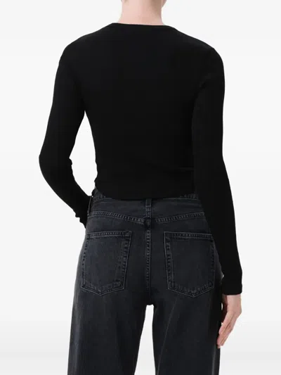 Agolde Neema Long-sleeve Ribbed T-shirt In Black