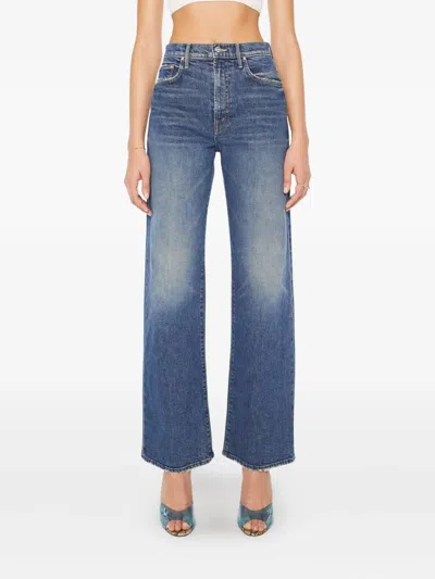 Mother Jeans The Rerun Zip Sneak With Belt Loops And Logo Embroidery On The Back In Blue Denim For Women