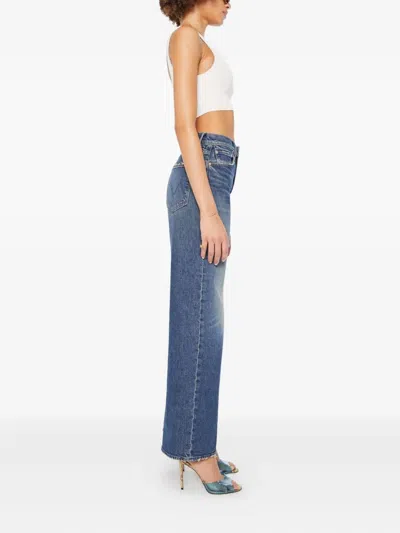 Mother Jeans The Rerun Zip Sneak With Belt Loops And Logo Embroidery On The Back In Blue Denim For Women