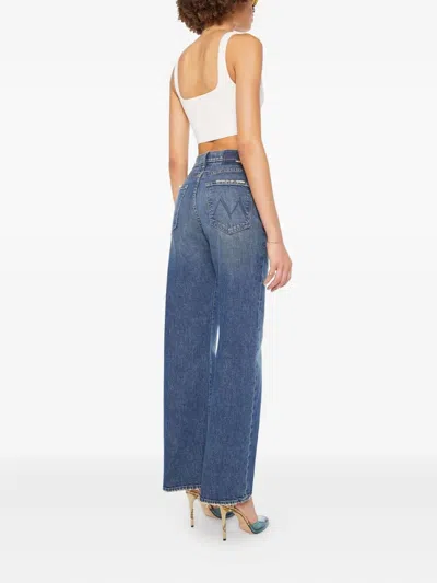 Mother Jeans The Rerun Zip Sneak With Belt Loops And Logo Embroidery On The Back In Blue Denim For Women