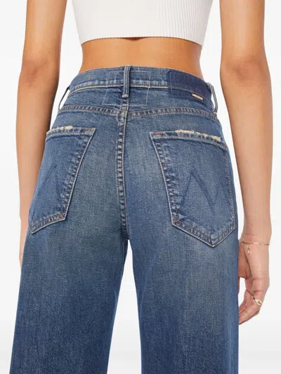 Mother Jeans The Rerun Zip Sneak With Belt Loops And Logo Embroidery On The Back In Blue Denim For Women