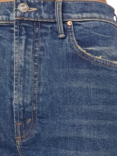 Mother Jeans The Rerun Zip Sneak With Belt Loops And Logo Embroidery On The Back In Blue Denim For Women