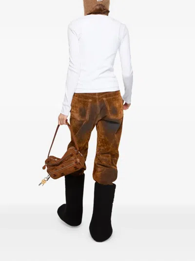 Acne Studios Elga Tinsel Logo Rib Long Sleeve Layered T-shirt In White