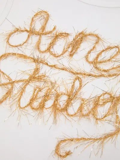 Acne Studios Elga Tinsel Logo Rib Long Sleeve Layered T-shirt In White