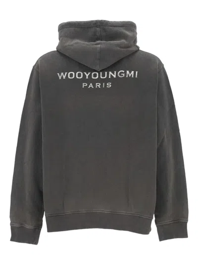 Wooyoungmi Grey Sweatshirt With Logo Patch On The Front And Logo Lettering On The Back In Cotton Man In Gray