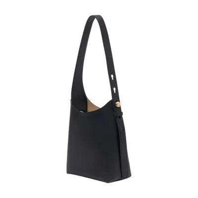 Tory Burch Small Leather Hobo Bag With Adjustable Strap In Black