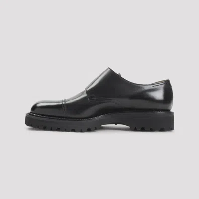 John Lobb Double Monk Strap Smooth Cap Toe Shoes In Black