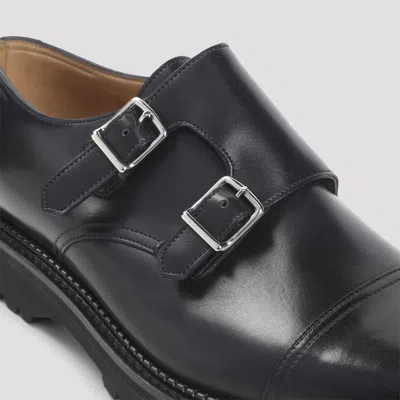 John Lobb Double Monk Strap Smooth Cap Toe Shoes In Black