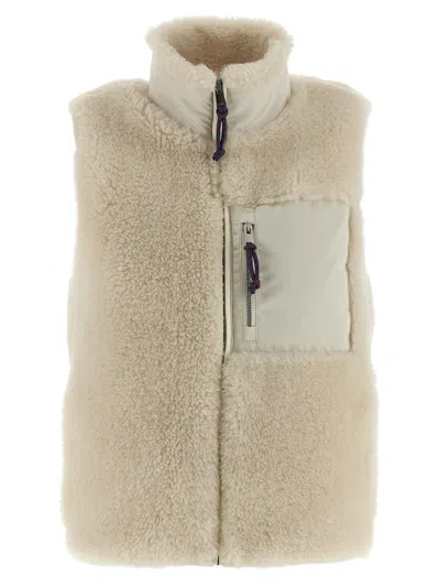 Tory Burch Color Block Highpile Vest In White