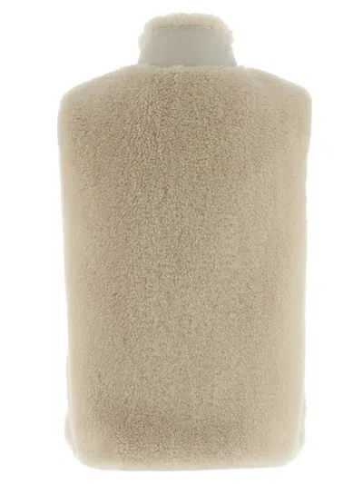 Tory Burch Color Block Highpile Vest In White