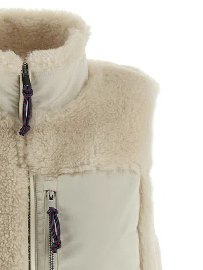 Tory Burch Color Block Highpile Vest In White