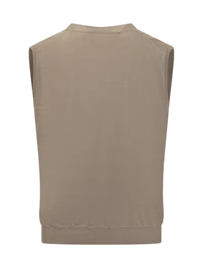 Filippo De Laurentiis Beige Wool Vest With Buttons In Brown