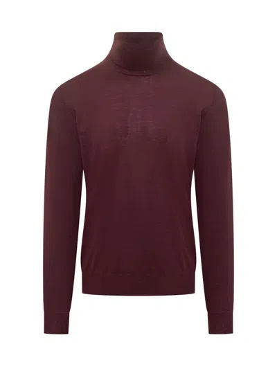 Filippo De Laurentiis Bordeaux Wool Turtleneck In Red