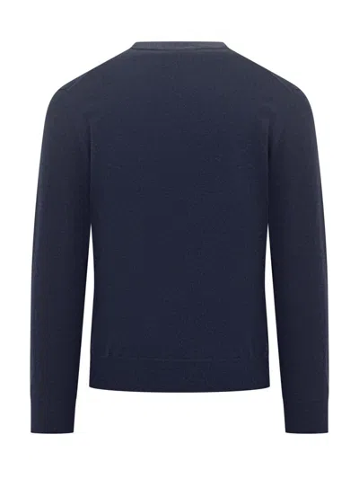 Filippo De Laurentiis Dark Blue Wool Crew Neck Sweater In Blue